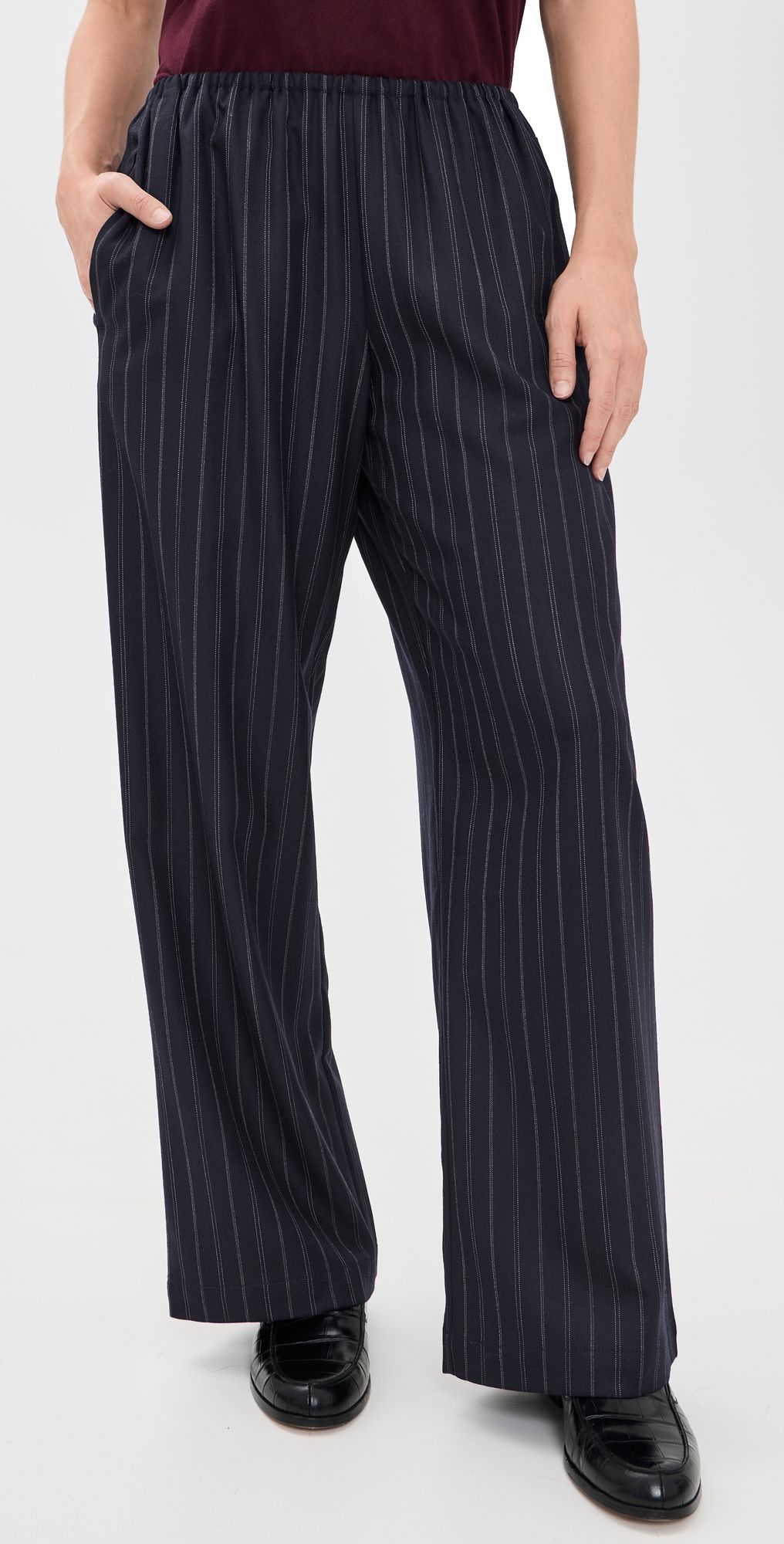 Madewell The Devon Petite Pants Navy Cream Stripe XS