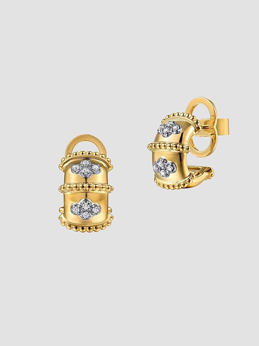 Gabriel & Co Women's Bujukan 14K White & Yellow Gold & 0.15 TCW Diamond J-Hoops - Yellow Gold