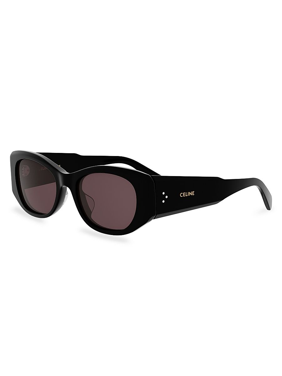 Women's Celine 3 Dots 54MM Rectangular Sunglasses - Shiny Black Violet