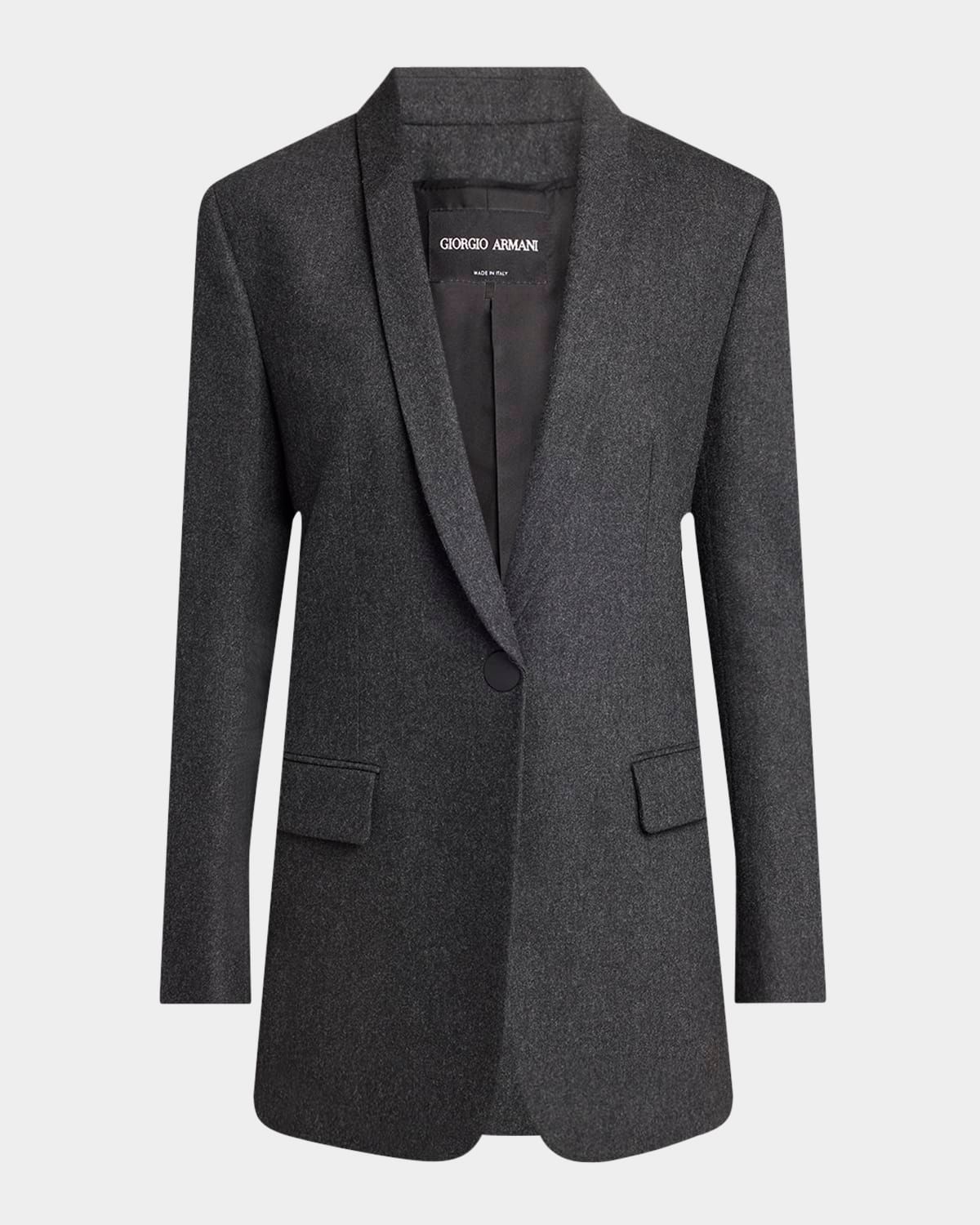 Cashmere Flannel Single-Breasted Blazer