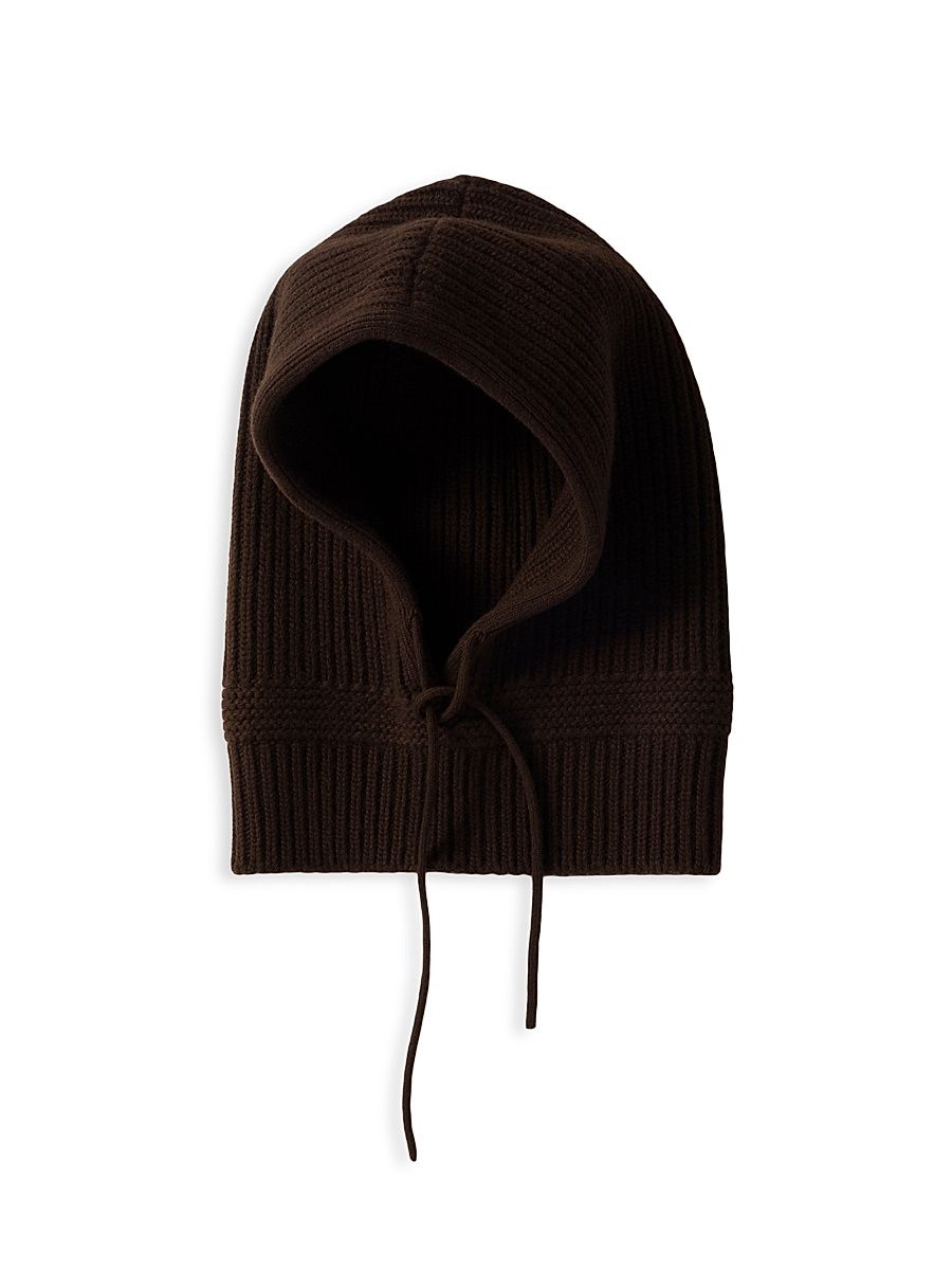 Women's Wool and Cashmere Knit Hood - Brown