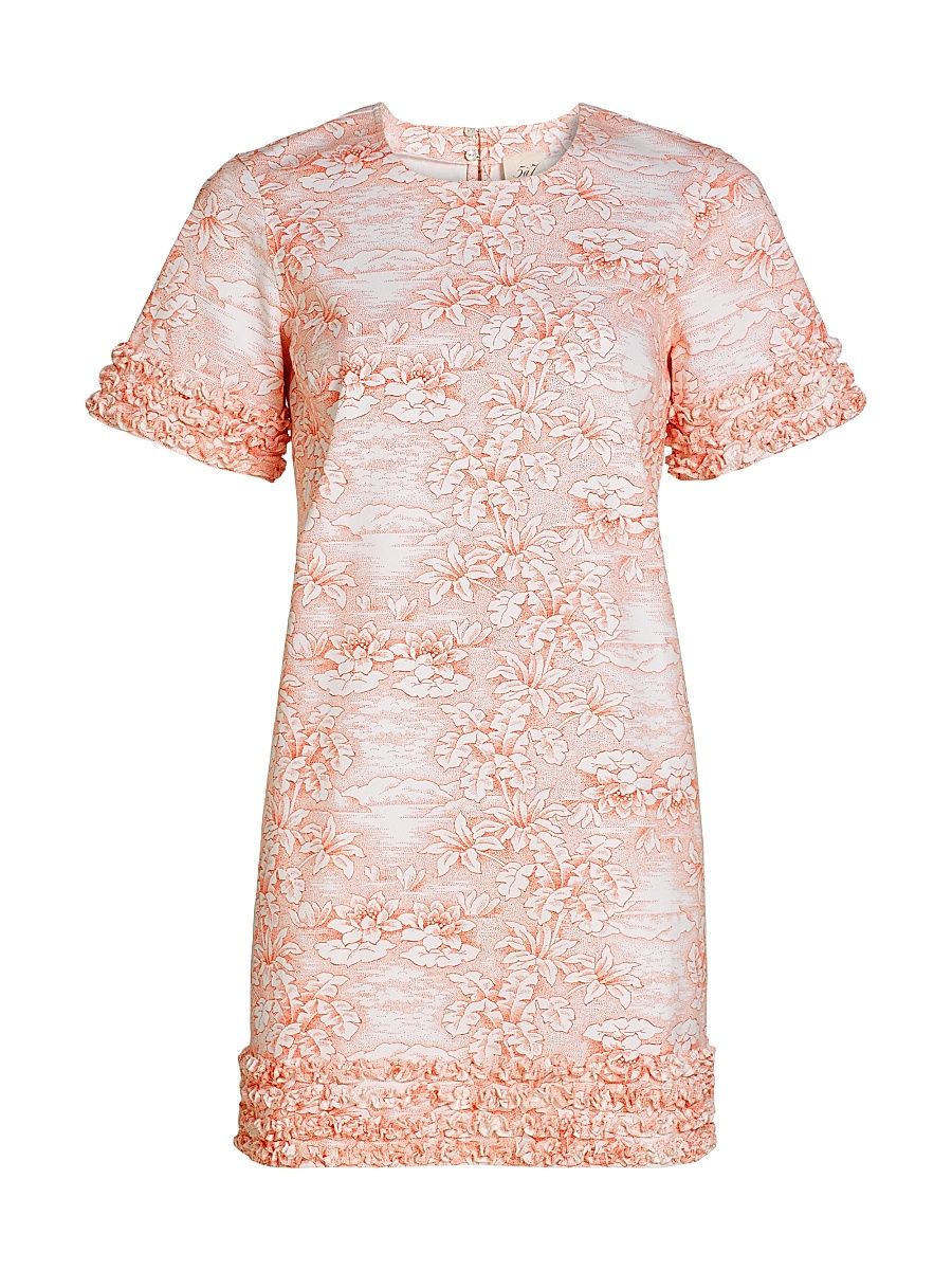 Women's Ashton Floral Stretch-Cotton Minidress - White Cherry Tomato - Size 14