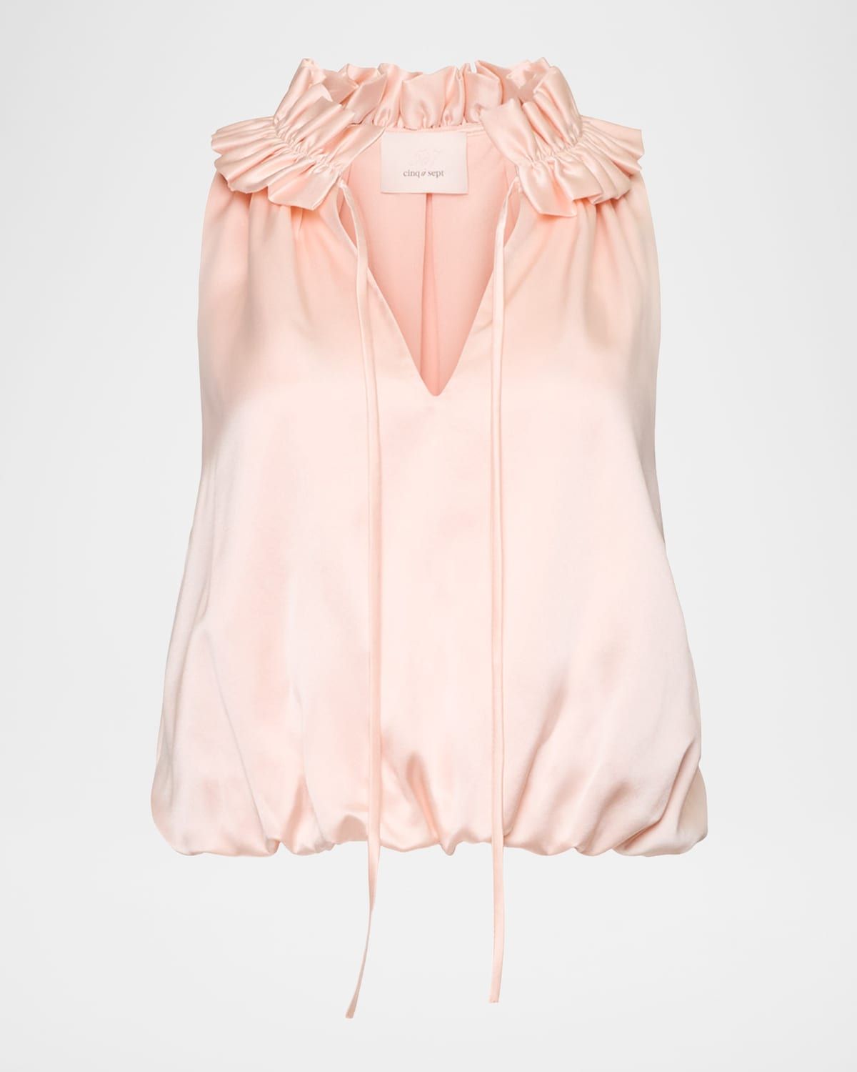 Lucianna Sleeveless Silk Bubble Blouse
