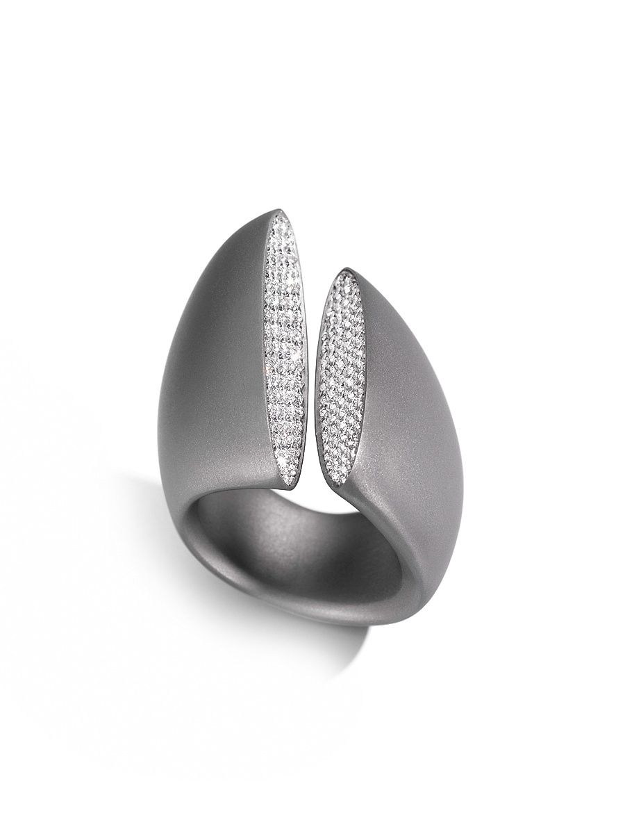 Women's Eclisse Titanium & Diamond Ring - Size 7