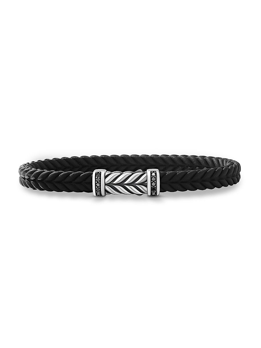Men's Chevron Rubber Bracelet - Silver - Size Large