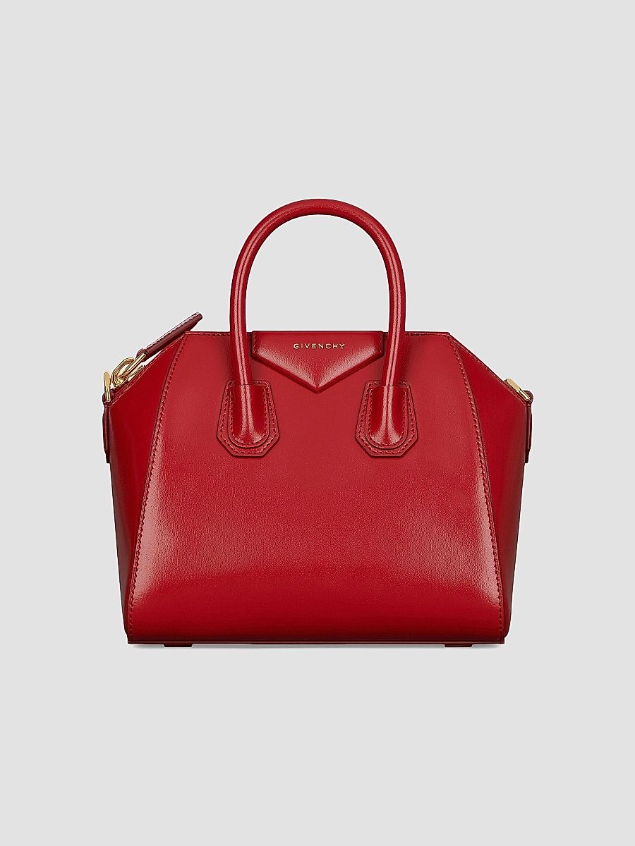 Givenchy Women's Mini Antigona Top Handle Bag in Box Leather - Vermillon