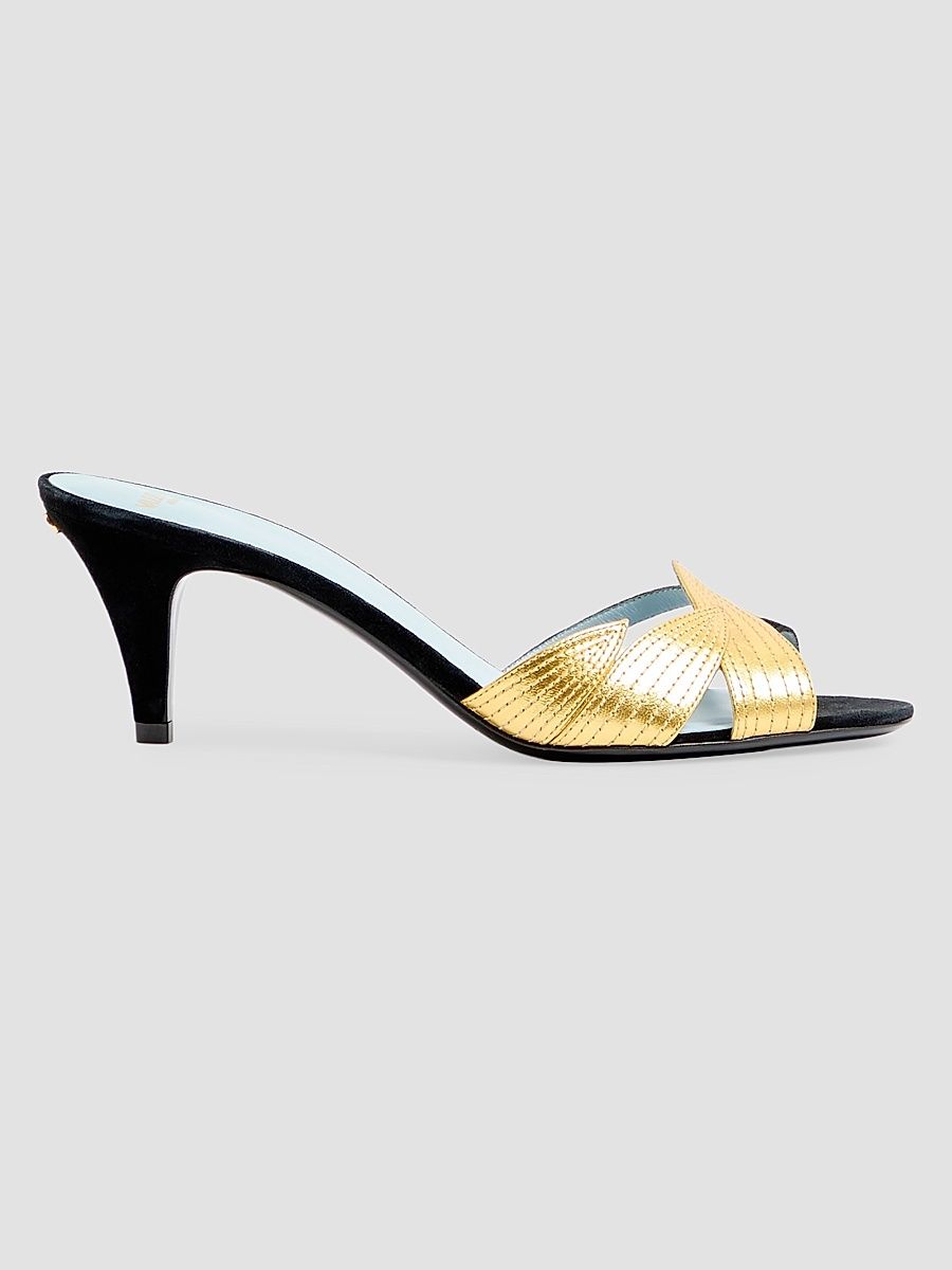 Women's Foliefoliage Suede 85MM Sandals - Black Gold - Size 5