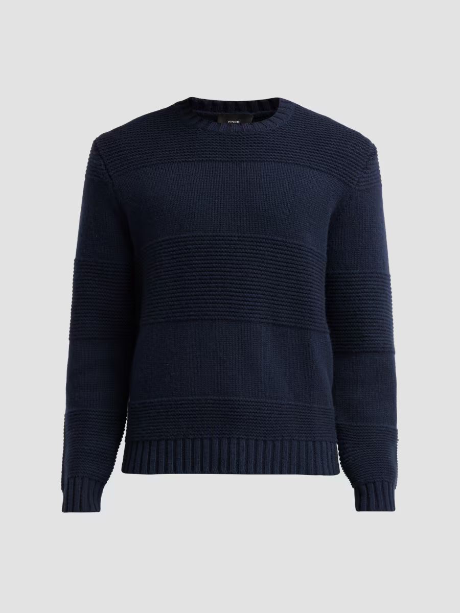 Vince Men's Garter Rugby Striped Crewneck Sweater - Coastal - Size XL