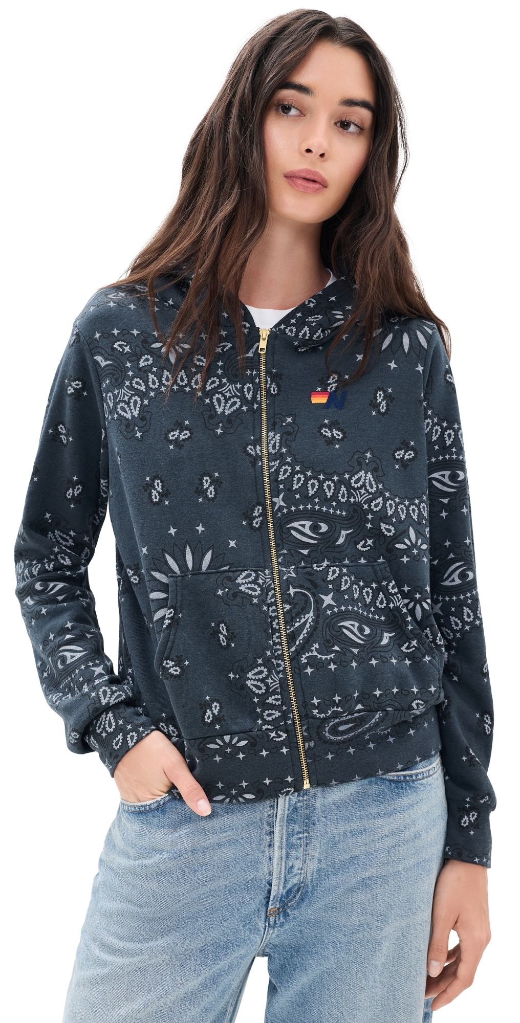 Aviator Nation Bandana Hoodie Charcoal XS