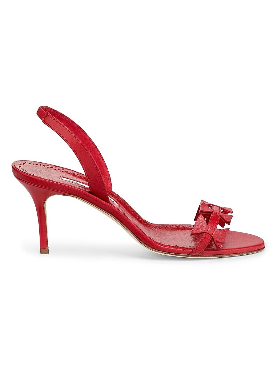 Women's Cigaura 70MM Leather Slingback Sandals - Bright Red - Size 9