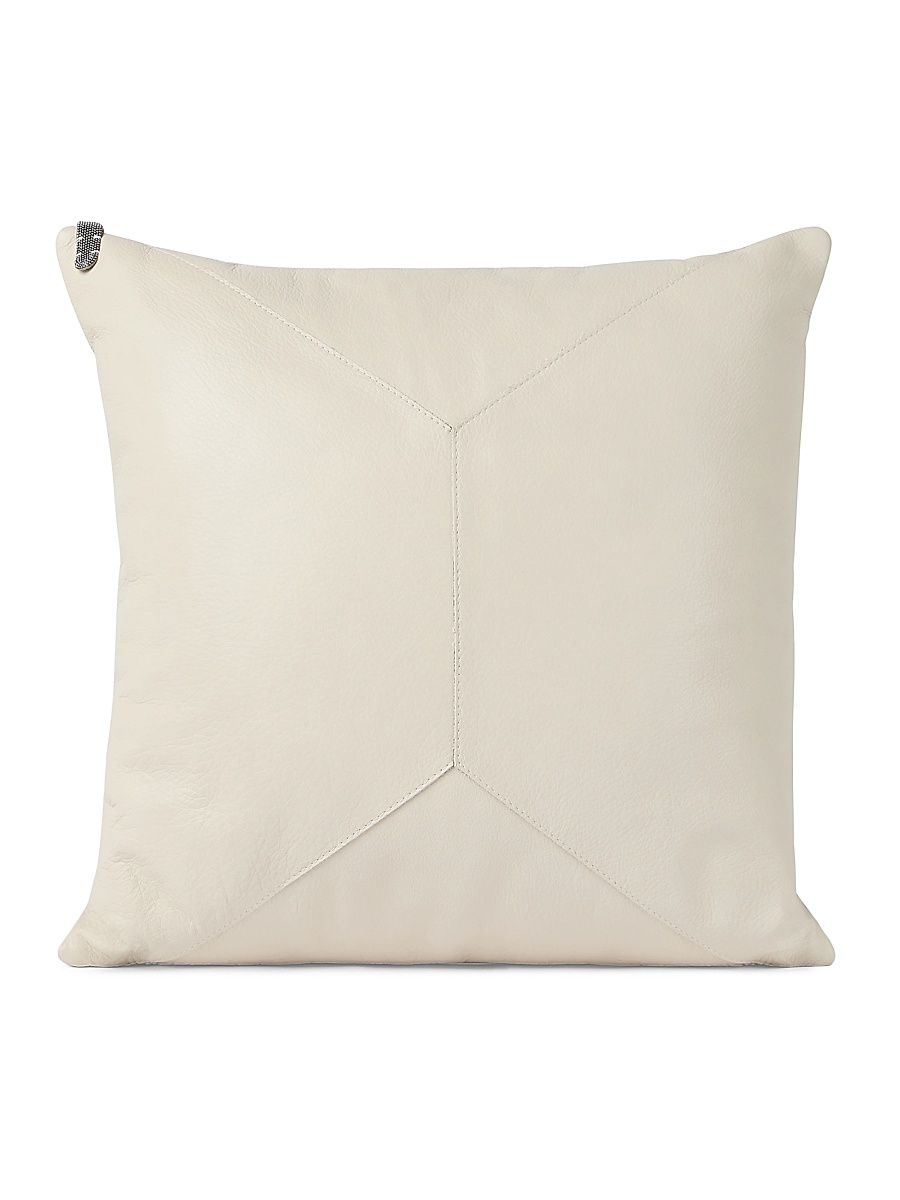 Grained Leather Cushion with Monili - Panama