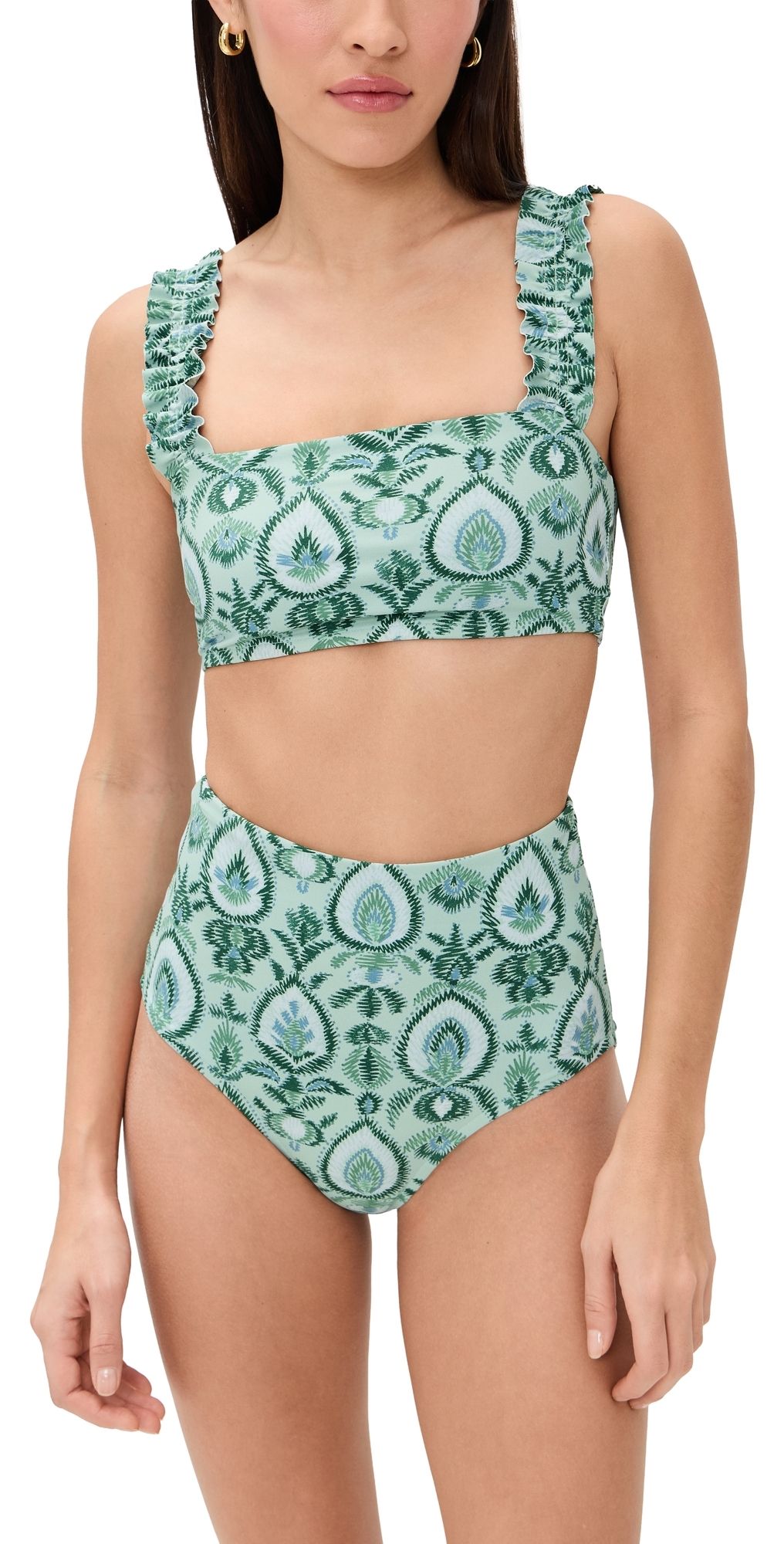 Hill House Home The Teagan Bikini Set Green Palm Ikat XXL