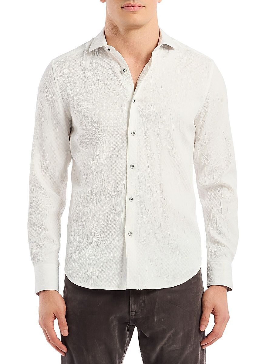 Men's Devonshire Button-Front Shirt - White - Size Medium