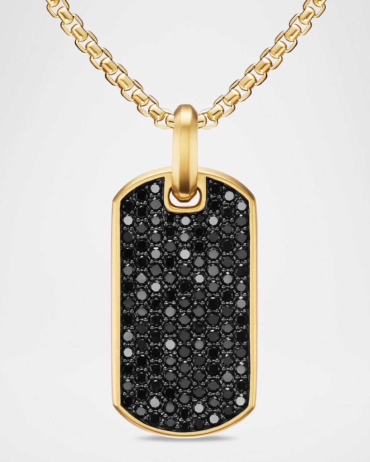 Men & apos;s Chevron Tag Enhancer with Black Diamonds in 18K Yellow Gold, 35mm