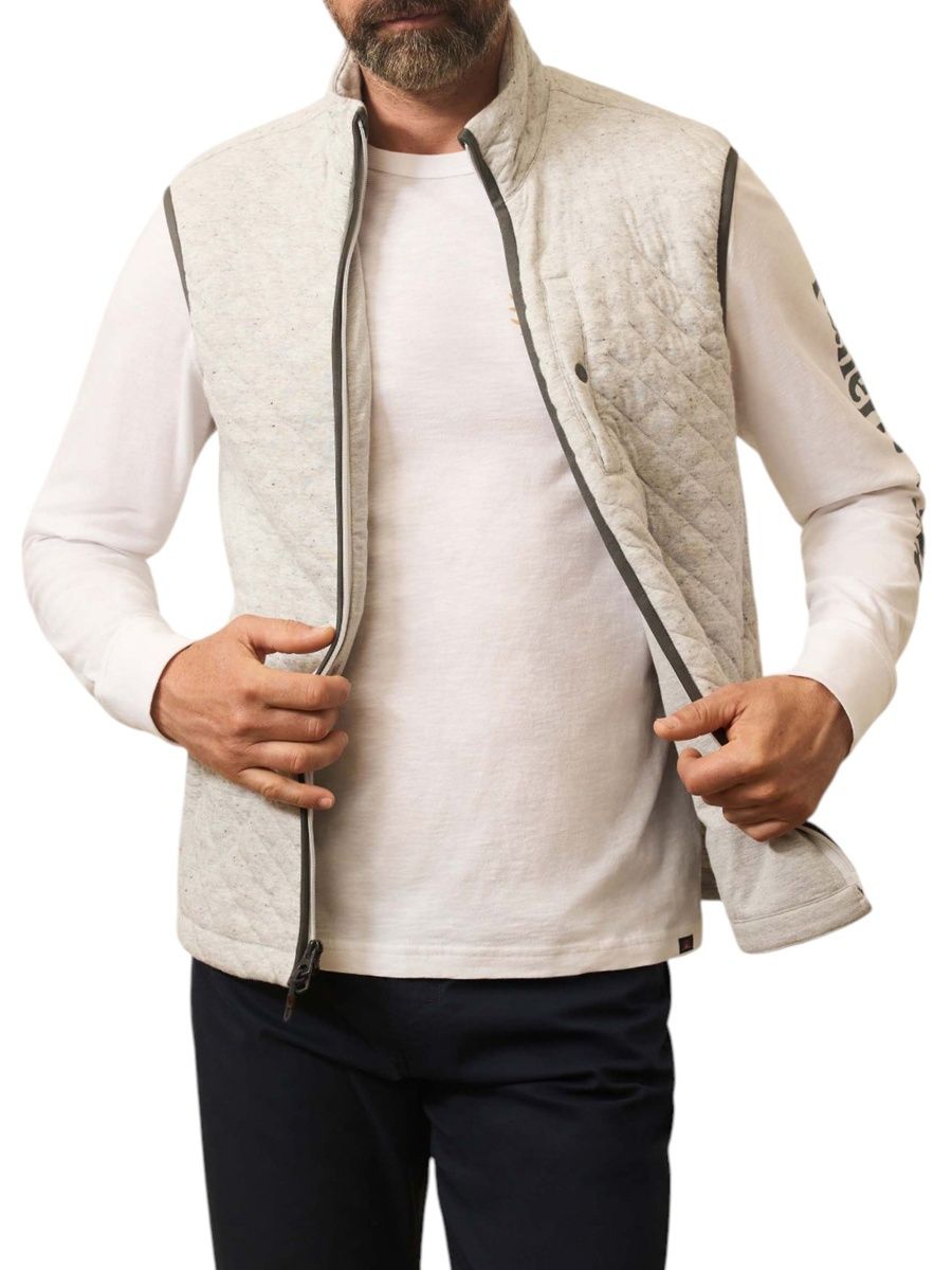 Faherty Brand Men's Epic Quilted Fleece Vest - Ivory Peak Heather - Size Small