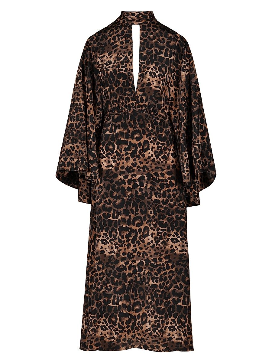 Women's Candelaria Treasured Leopard-Print Silk-Blend Midi-Dress - Leopard - Size 6