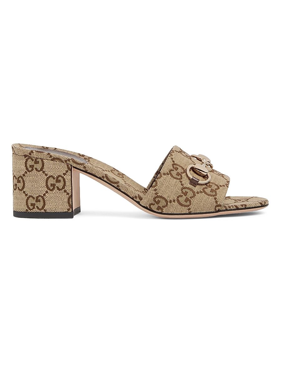 Women's Siaga 55MM GG Canvas Sandals - Camel Ebony - Size 7.5