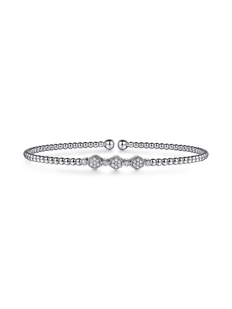 Women's Bujukan 14K White Gold & 0.14 TCW Diamond Hexagon Cuff Bracelet - White Gold