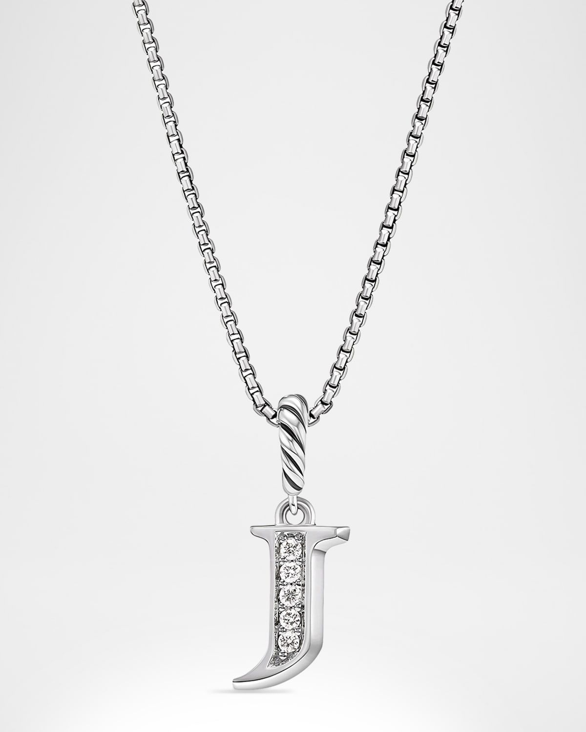 Pave Initial Pendant Necklace with Diamonds in Silver