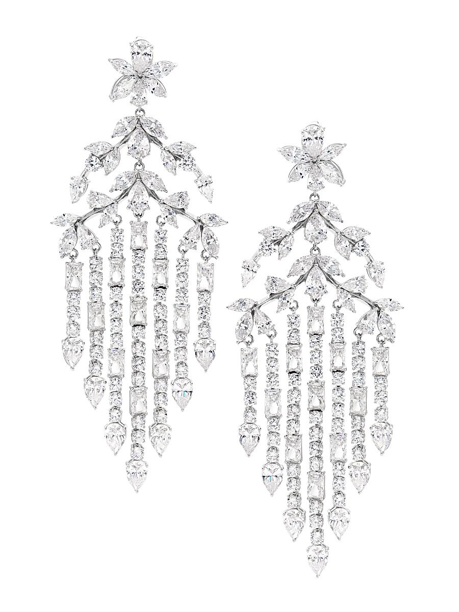 Women's Versailles Rhodium-Plated & Cubic Zirconia Chandelier Earrings - Silver