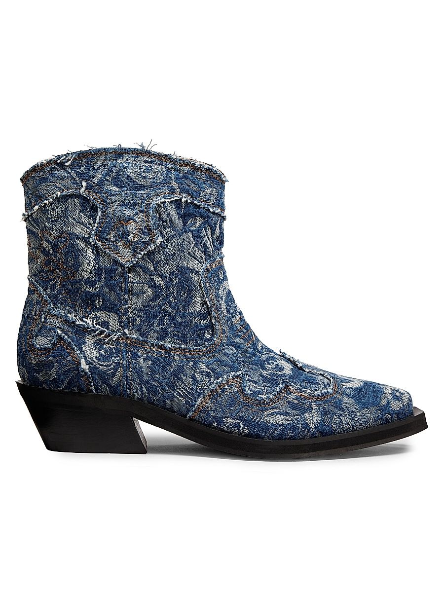 Women's 40MM Tapestry Embroidered Denim Boots - Mid Blue Vintage - Size 11