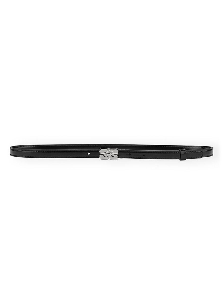 Women's Kat Patent Thin Belt - Black - Size Medium