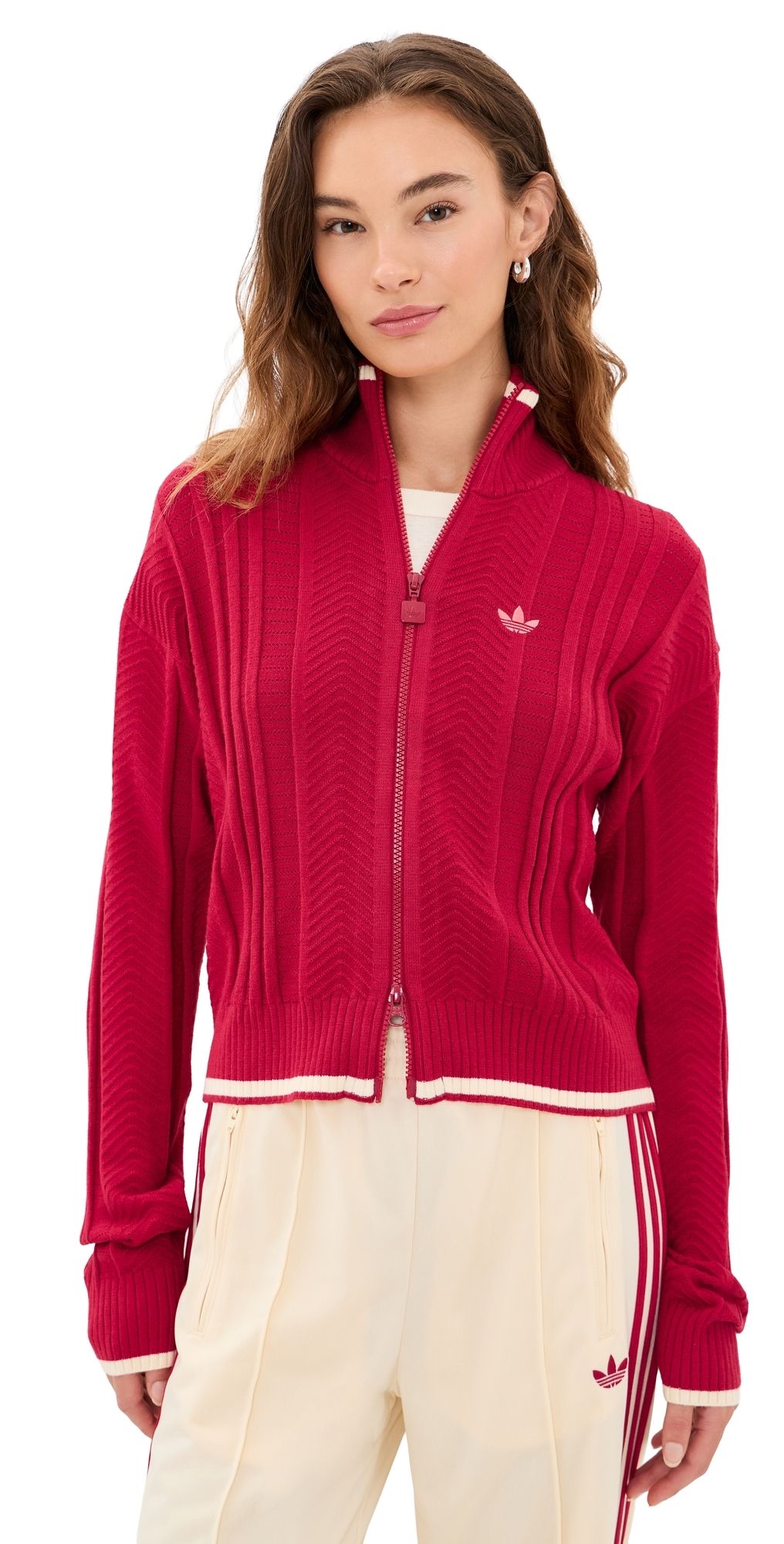 adidas Knit Firebird Track Top Team Victory Red XXS