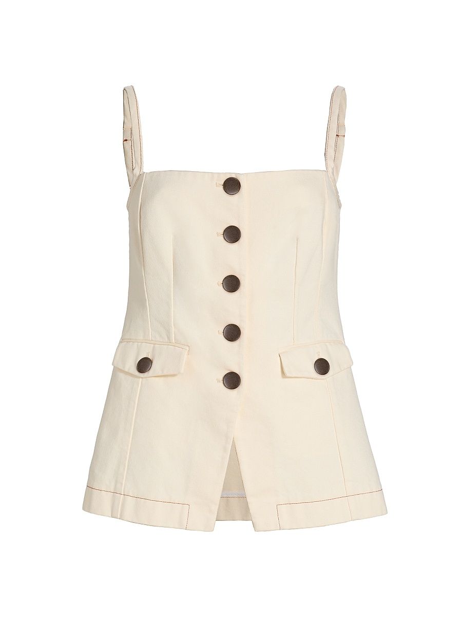 Women's Roxy Square Neck Cotton Vest - Ivory - Size 14