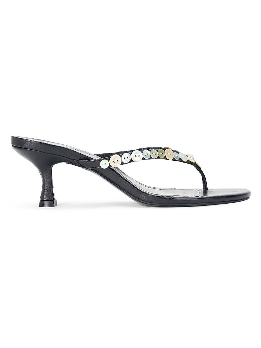 Women's Freja 60MM Leather Thong Sandals - Mother Of Pearl - Size 11