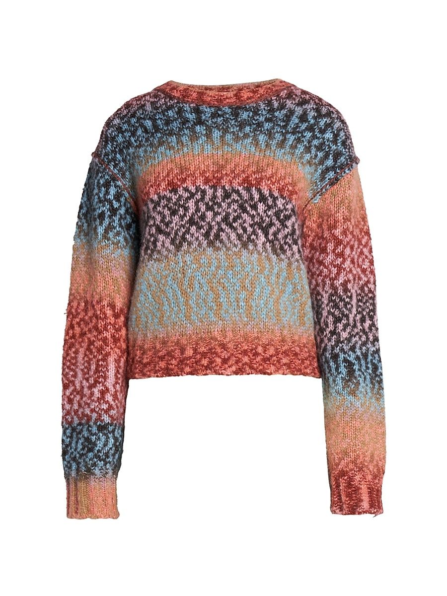 Women's Krusilla Pixel Gradient Sweater - Brown Blue Multi - Size Small