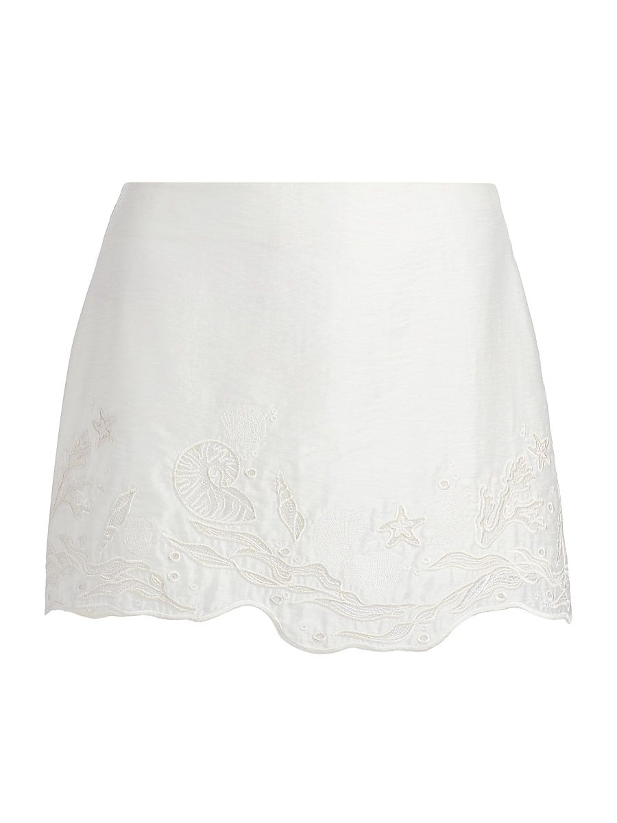 Women's Ottile Embroidered Miniskirt - Seed Pearl - Size 0