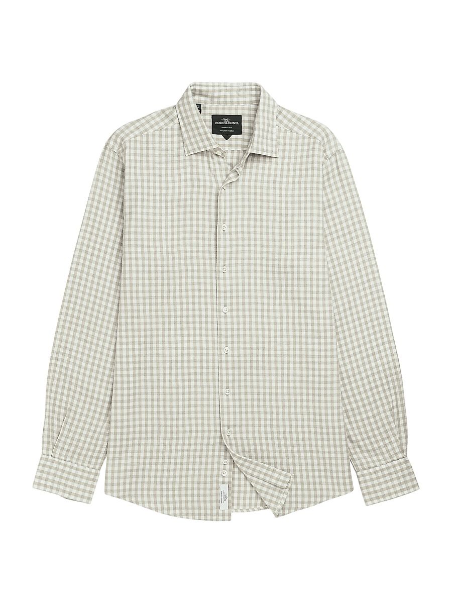 Men's Teddington Check Cotton-Blend Button-Front Shirt - Pistachio - Size Small