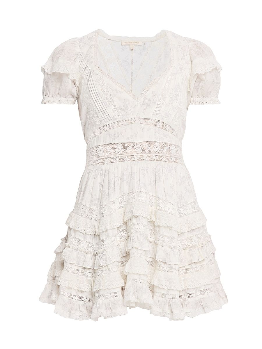 Women's Nivara Lace-Trim Ruffle Minidress - White - Size XXL