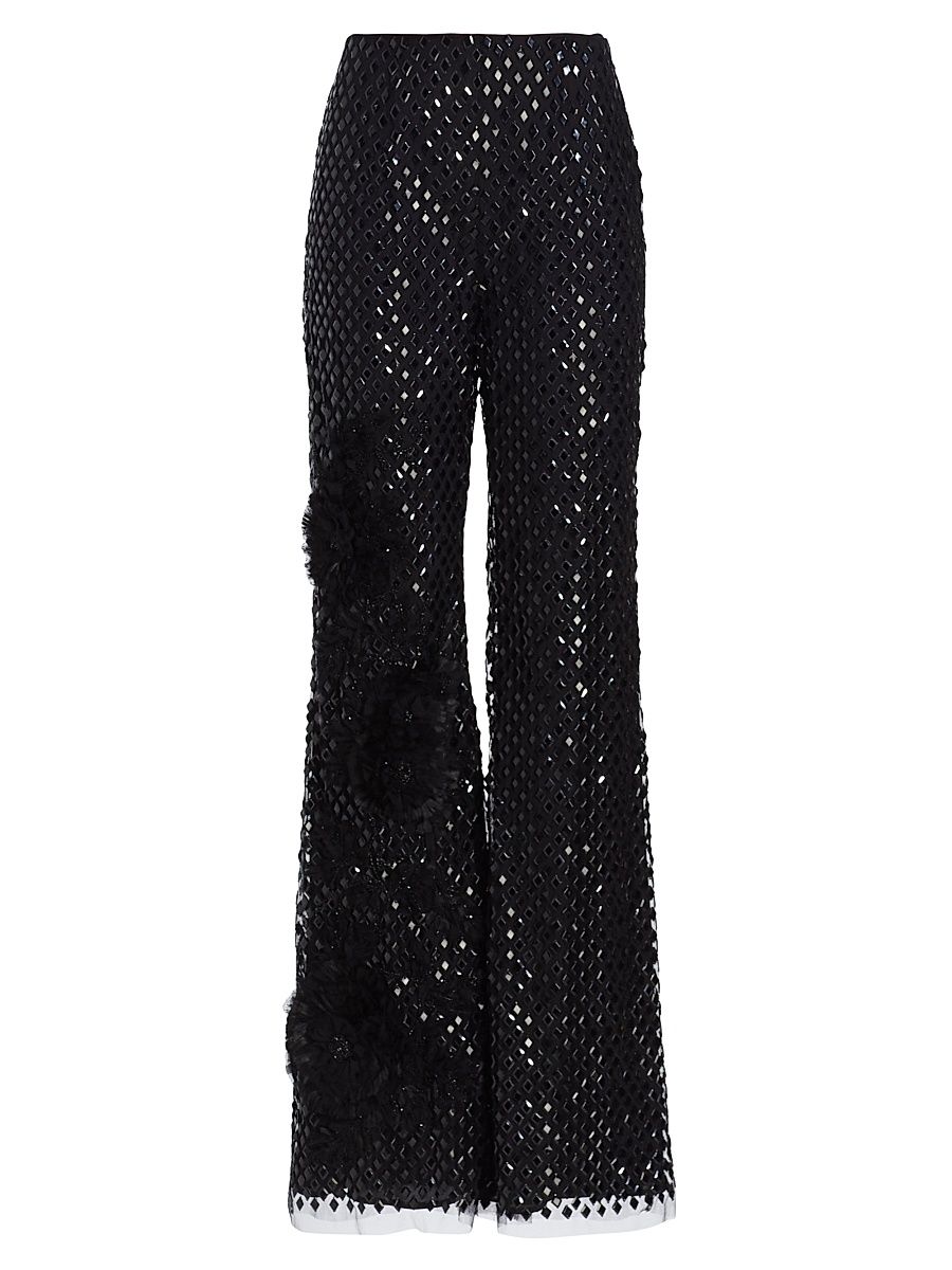 Women's Sequined Party Pants - Black - Size 6