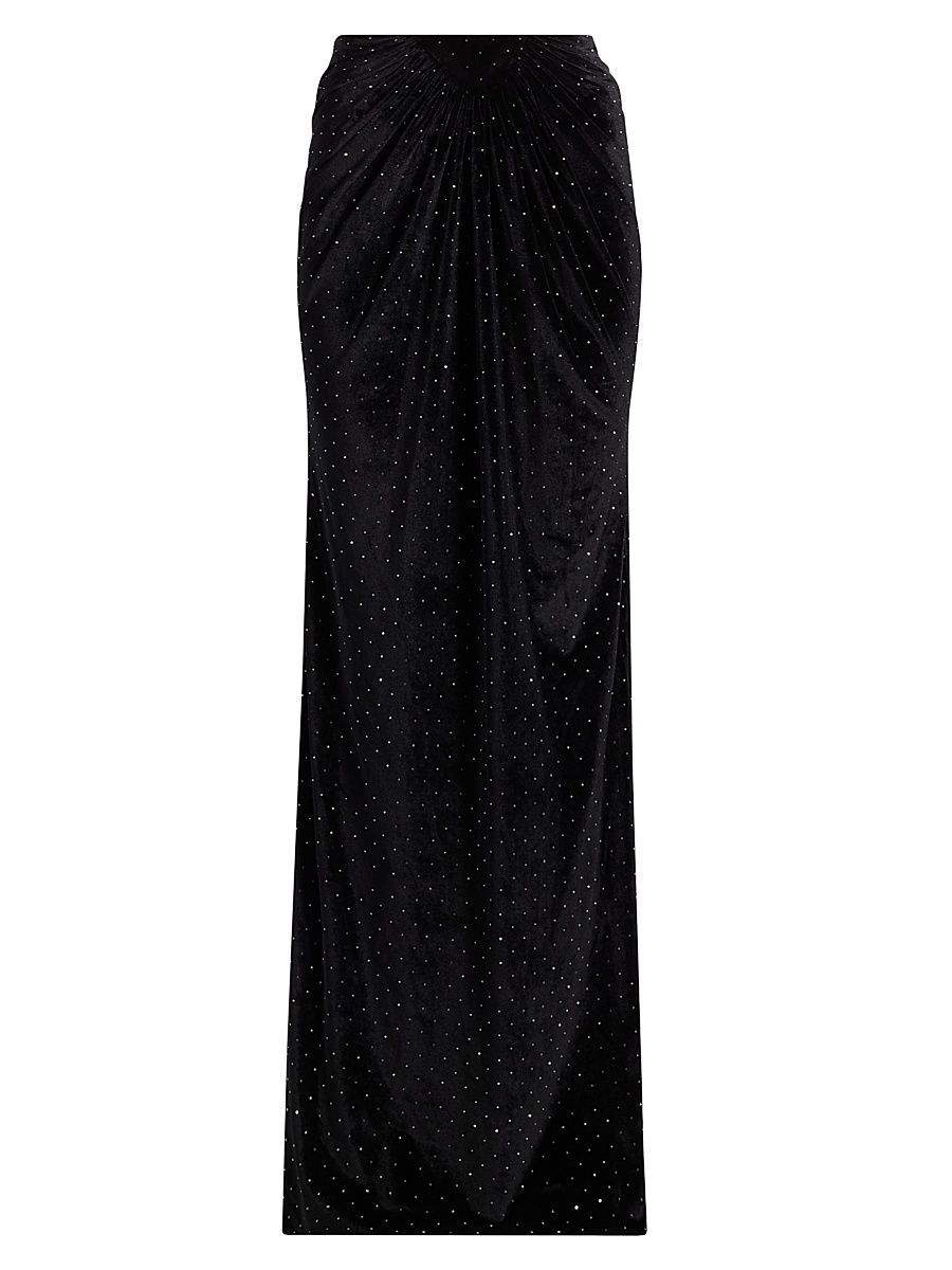 Women's Alice Crystal-Embellished Velvet Maxi-Skirt - Black - Size XS