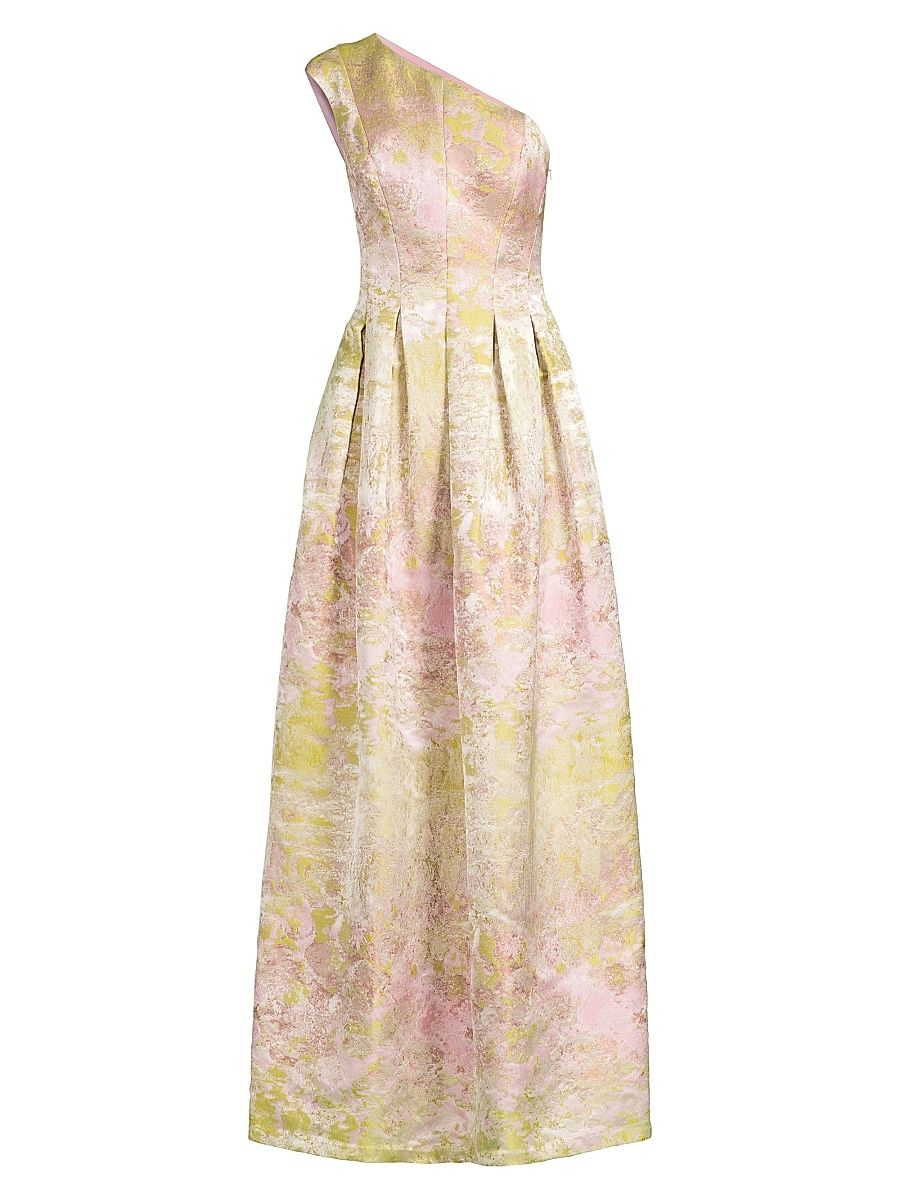 Women's Cara One-Shoulder Gown - Pink Coral Multi - Size 16