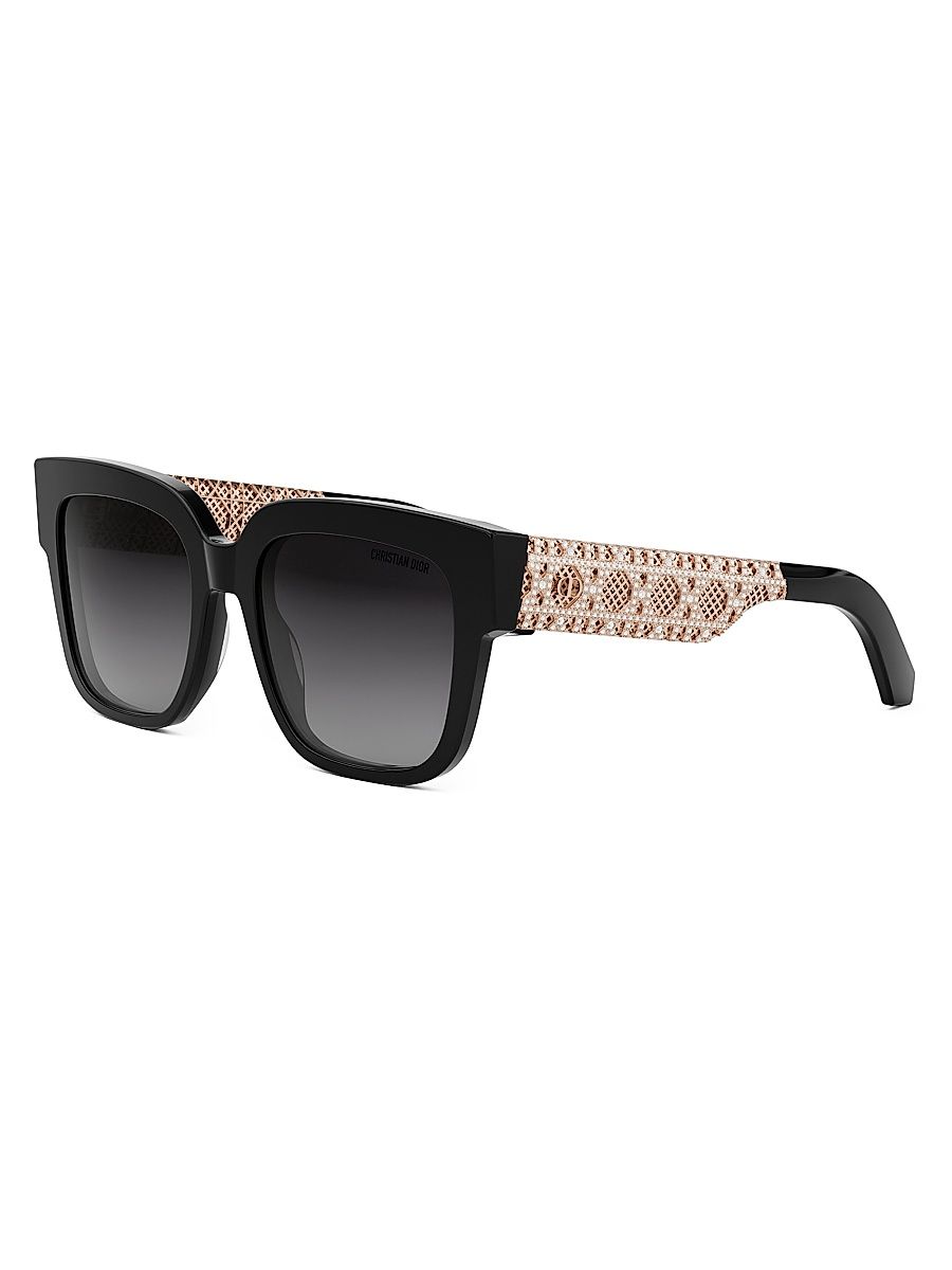 Women's DioRésille S1I 54MM Square Sunglasses - Black Gold Black