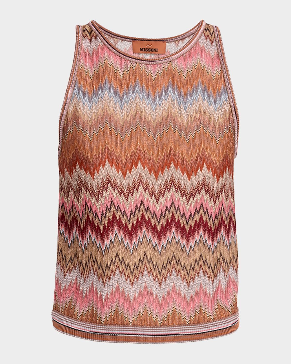 Multicolor Snake Chevron Knit Tank Top