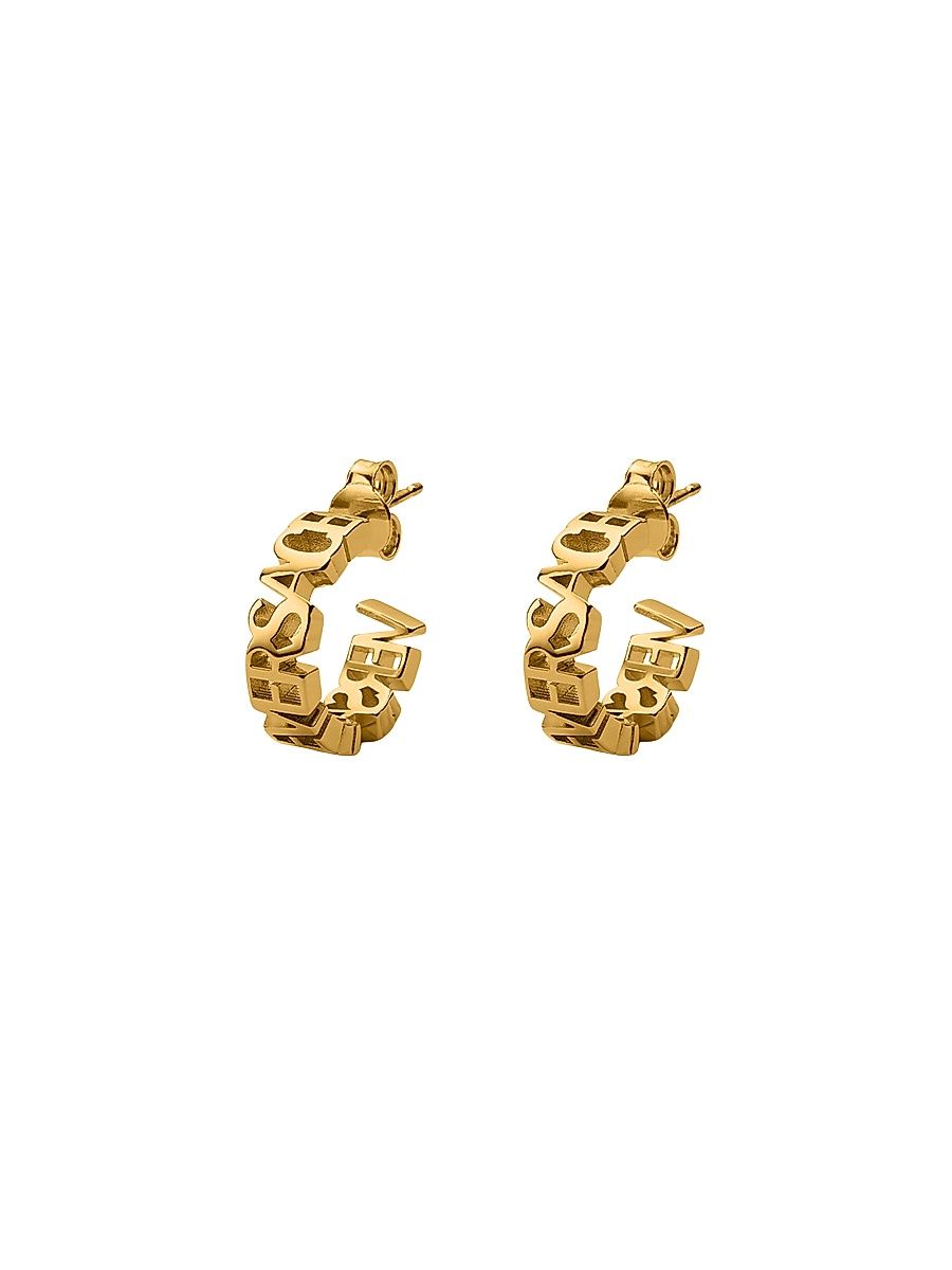 Women's Goldtone "Versace" Hoop Earrings - Versace Gold