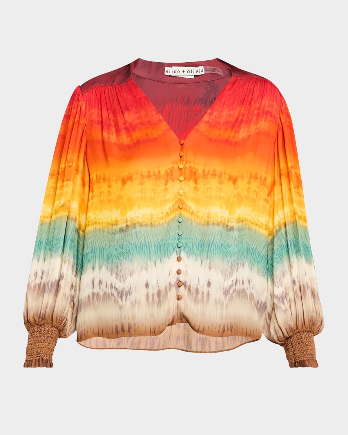 Serena Mandarin-Collar Blouse