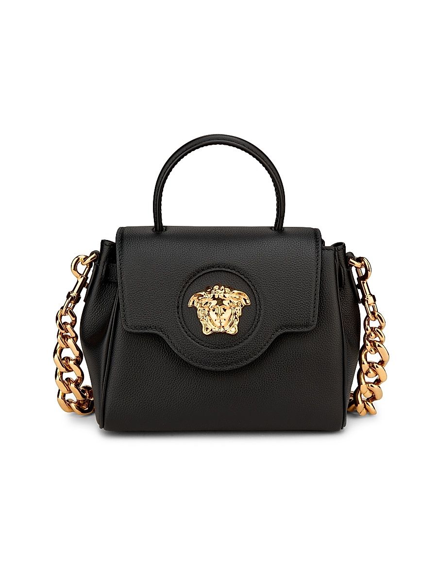 Women's Mini La Medusa Leather Top Handle Bag - Black Gold
