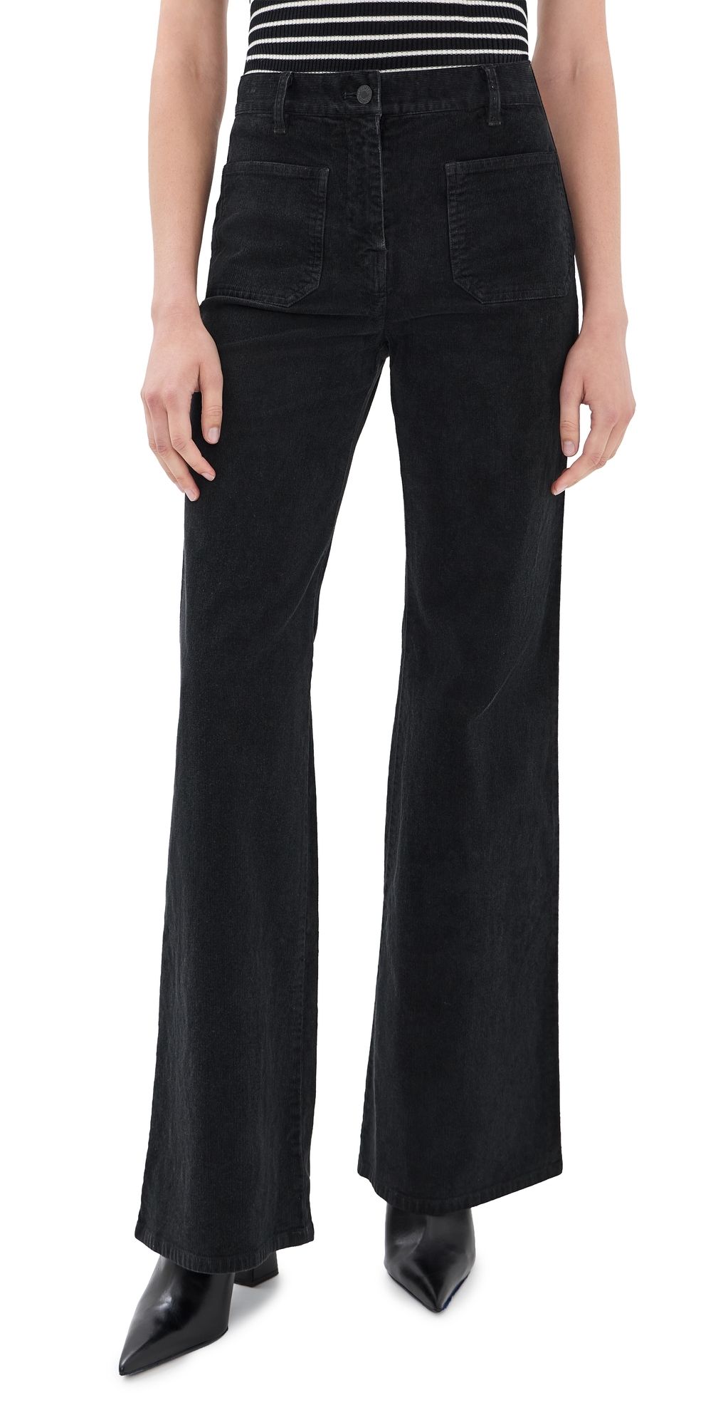 Nili Lotan Florence Corduroy Pants Dark Charcoal 8