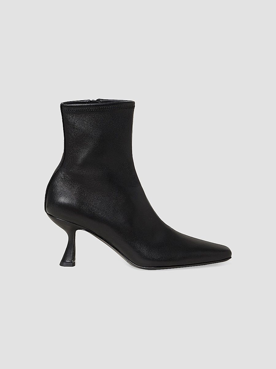 Loeffler Randall Women's Thandy Curved Heel Leather Booties - Black - Size 10