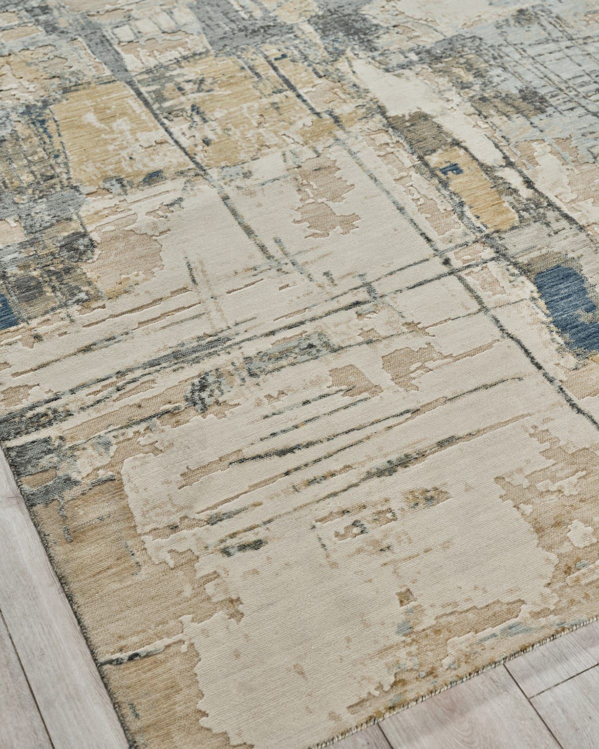 Infinity Power-Loomed Silver/Blue/Grey Rug