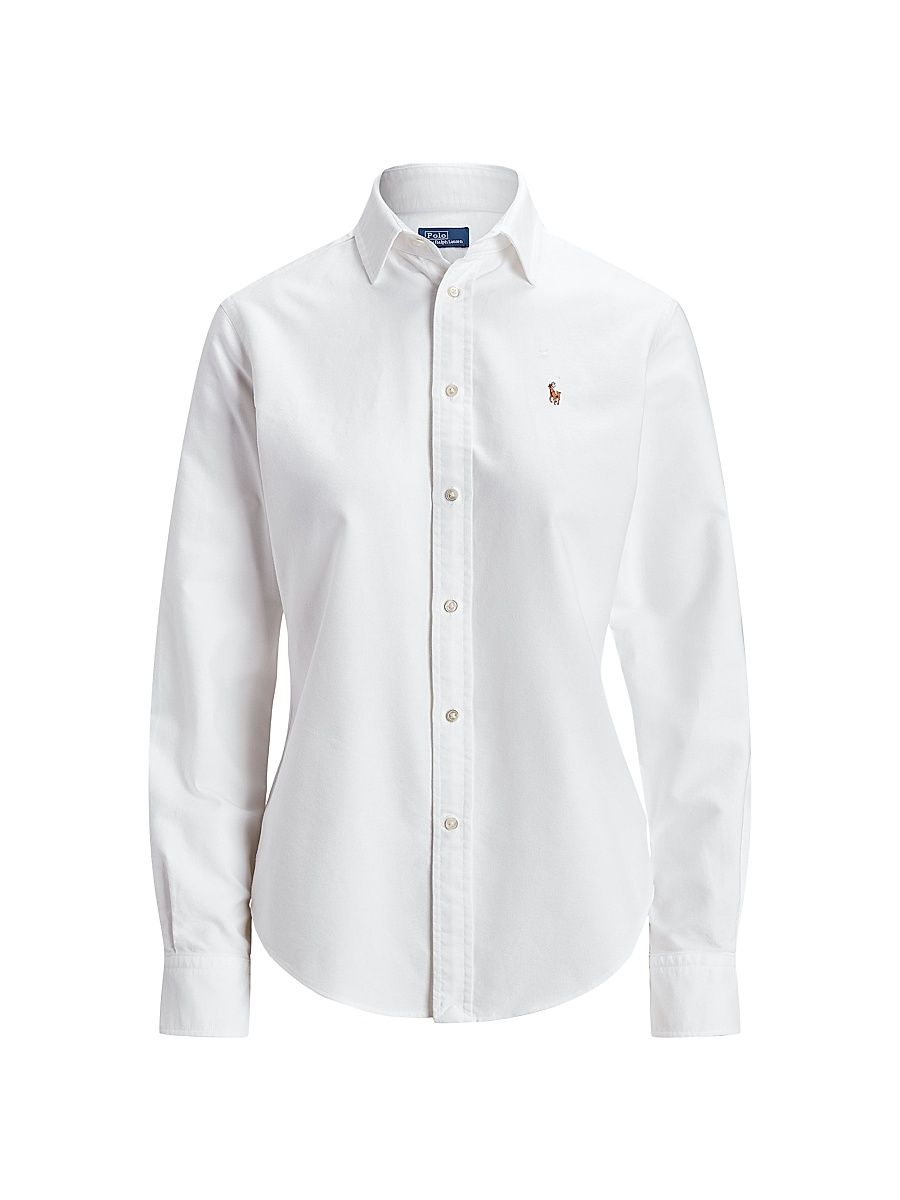 Women's Slim-Fit Cotton Oxford Shirt - White - Size 6