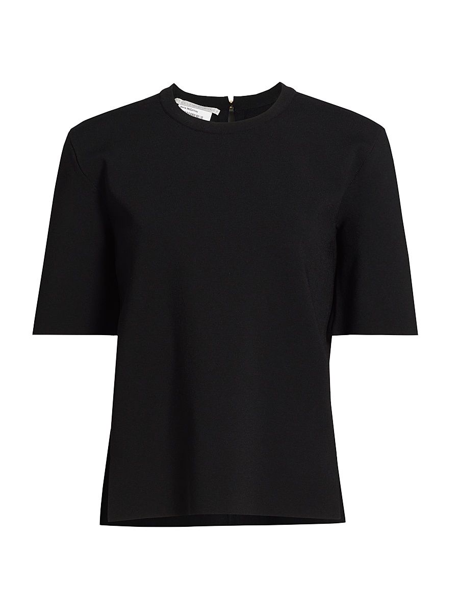 Stella McCartney Women's Compact Knit Short-Sleeve Top - Black - Size XS