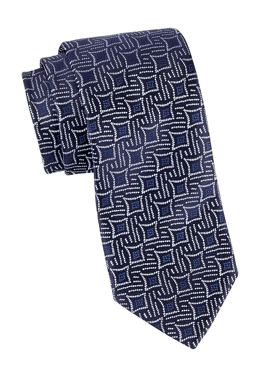 Men's Jacquard Silk Tie - Navy Sky