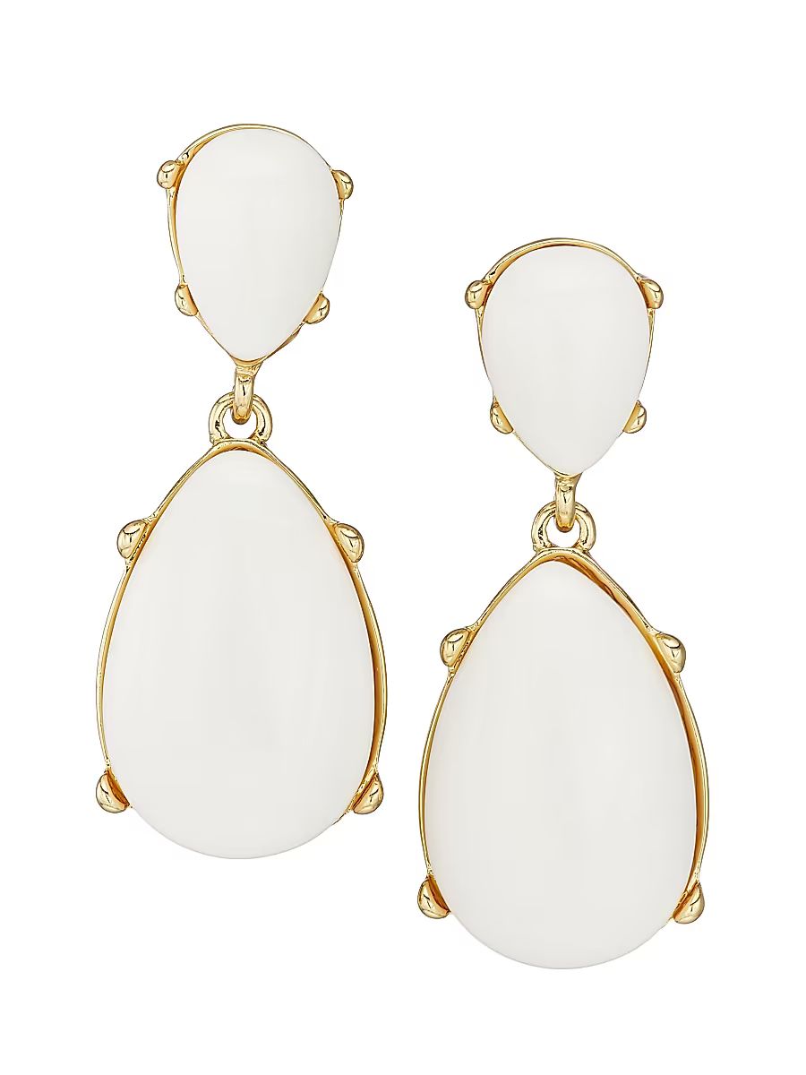 Women's Goldtone & Resin Clip-On Drop Earrings - White