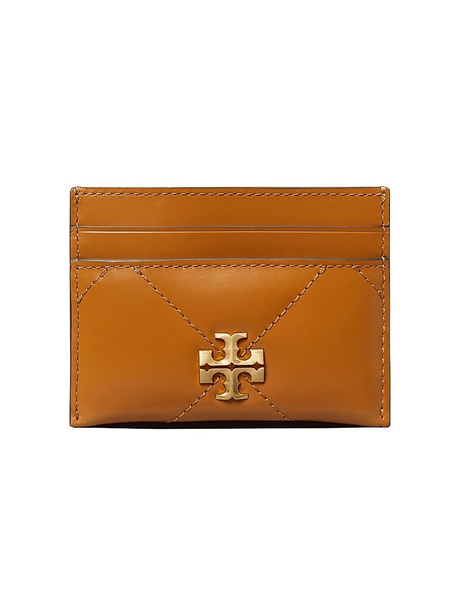 Women's Kira Chevron Quilted Leather Card Case - Classic Chestnut