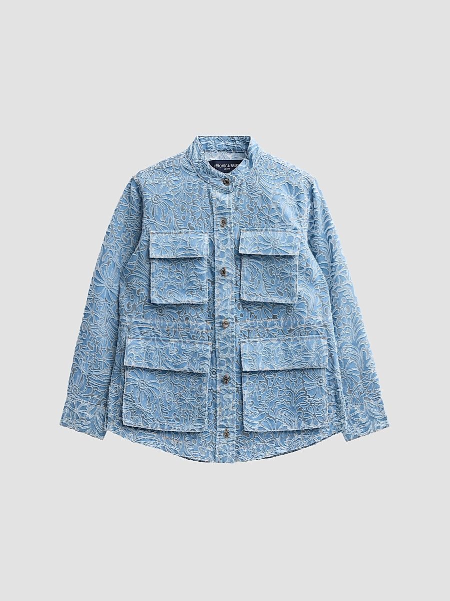 Women's Lane Floral Burnout Denim Jacket - Lakeshore - Size Large